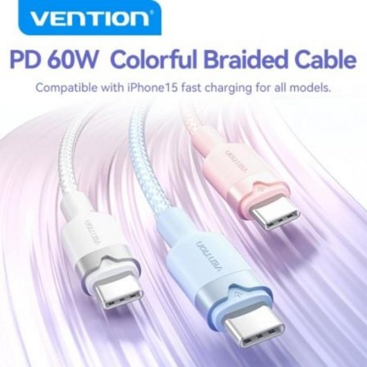 USB 2.0 Typ-C Kabel Vention TRDWF 3A 60W 1m Weiß USB 2.0 Typ-C Kabel Vention TRDWF 3A 60W 1m Weiß