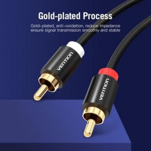 Cable estéreo Vention VAB-R06-B300 2x RCA macho 3m negro bronce esmaltado