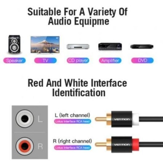 Cable estéreo Vention VAB-R06-B300 2x RCA macho 3m negro bronce esmaltado