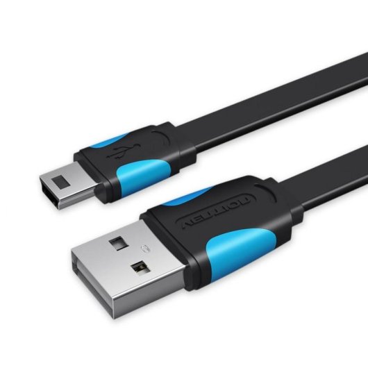 Cable USB Vention VAS-A14-B100 USB 2.0 A a Mini USB B 1m 480Mbps Azul y Negro