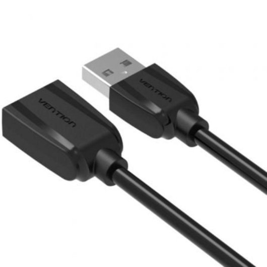 Cable USB 2.0 de Extensión Vention VAS-A44-B100 1m Chapado en Oro Anticorrosión Negro