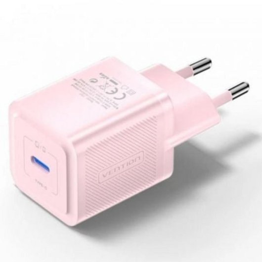 Cargador de Pared Vention FEPP0-EU GaN USB-C 20W Rosa, PPS PD 3.0 QC 3.0 Universal