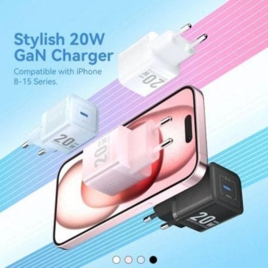 Cargador de Pared Vention FEPP0-EU GaN USB-C 20W Rosa, PPS PD 3.0 QC 3.0 Universal
