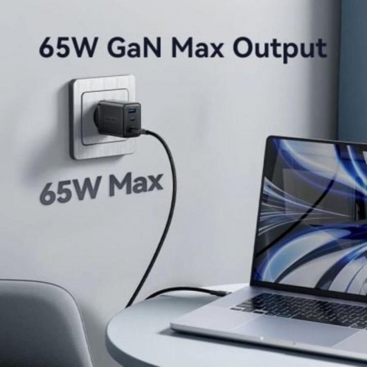 Cargador GaN Vention FERW0-EU 65W 2x USB-C 1x USB-A Blanco Carga Rápida Multi-dispositivo