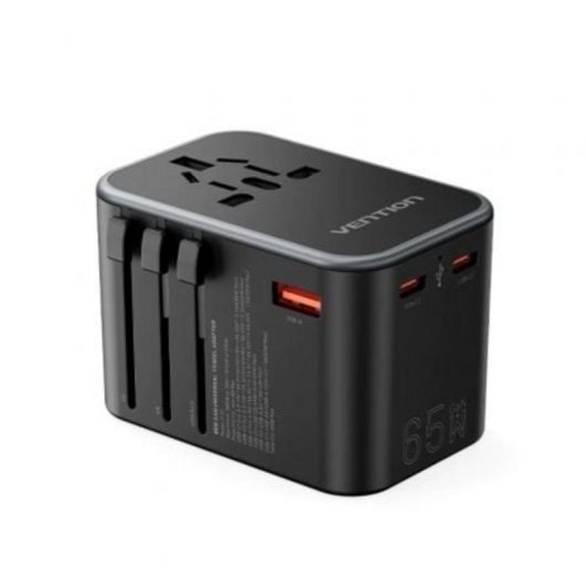 Cargador de Pared Universal Vention FJDB0 65W 2xUSB-C USB-A GaN Compacto Global