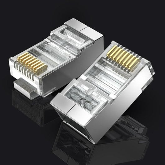 Conector RJ45 Vention IDCR0-100 Cat.6 FTP 100 uds chapado en oro Transparente/Plata