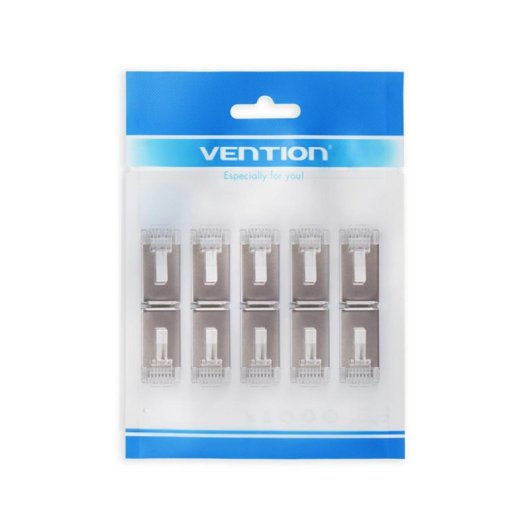 Conector RJ45 Vention IDCR0-100 Cat.6 FTP 100 uds chapado en oro Transparente/Plata