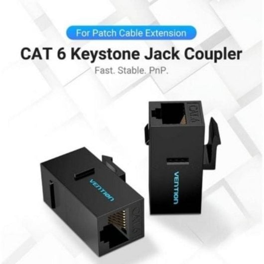 Conector RJ45 Vention IPGB0 Cat6 UTP Negro PCB chapado en oro Keystone ABS resistente