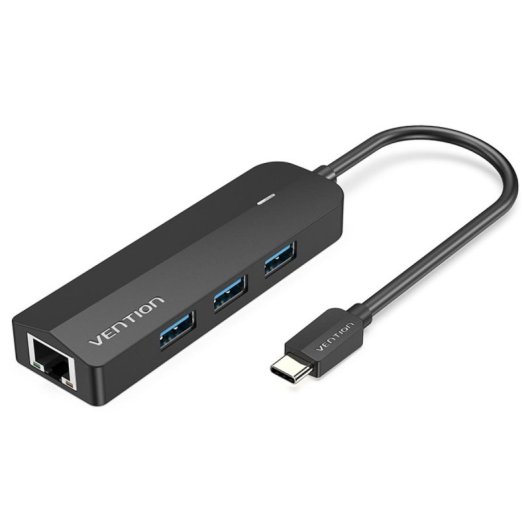 Docking Vention TGPBB USB Tipo-C 3xUSB 3.0 RJ45 Micro B PD Negro ABS 1000Mbps