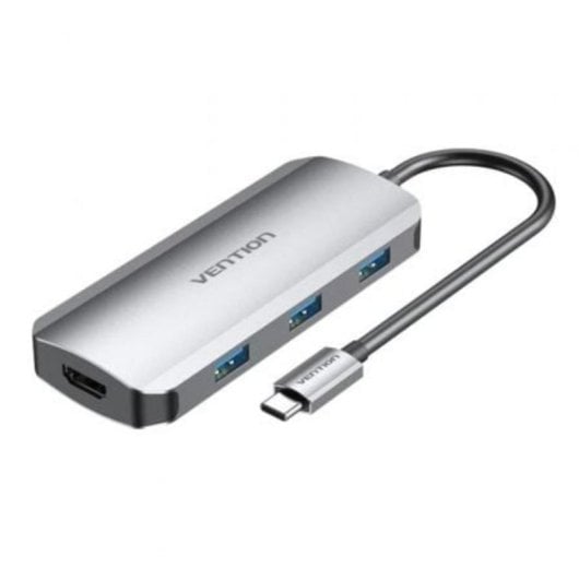 Docking USB-C Vention TODHB 1xHDMI 3xUSB 1xUSB-C PD 4K@30Hz 5Gbps 100W Gris
