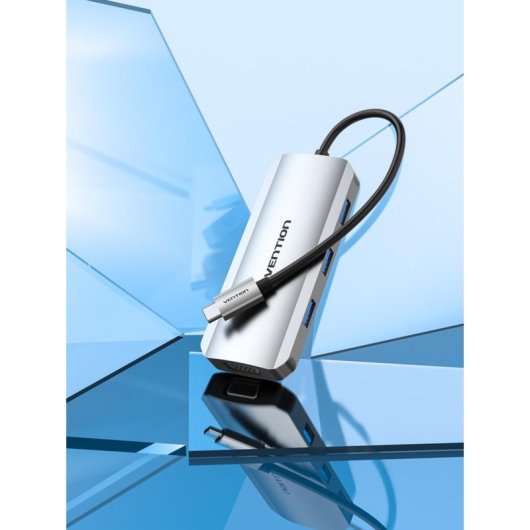 Dockingstation Vention TOIHB USB Typ-C 1xHDMI 1xVGA 3xUSB 1xUSB-C PD 100W Grau