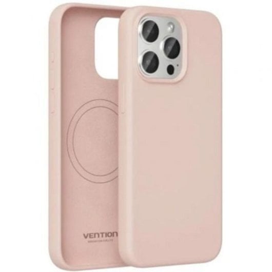 Funda silicona líquida Vention KUFP0-10 MagSafe iPhone 15 Rosa revestimiento microfibra