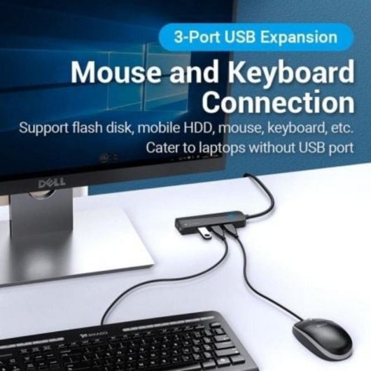 Hub Vention 3 puertos 500 Mbit/s modelo CHIBB con tarjeta de sonido externa