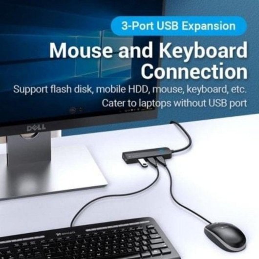 Hub Vention 3 puertos 500 Mbit/s modelo CHIBB con tarjeta de sonido externa