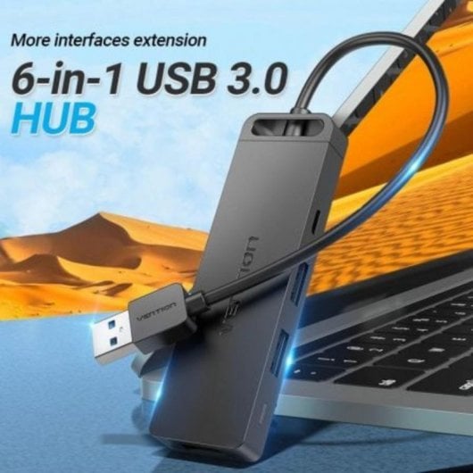 Docking USB 3.0 Vention CHVBB 3xUSB 1xMicroUSB PD 1xLecteur de cartes Noir