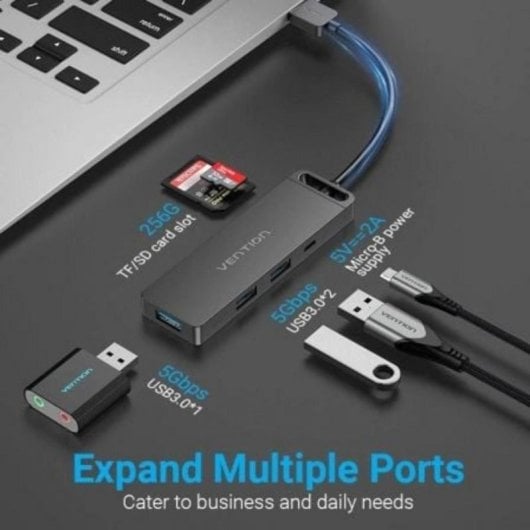 Docking USB 3.0 Vention CHVBB 3xUSB 1xMicroUSB PD 1xLecteur de cartes Noir