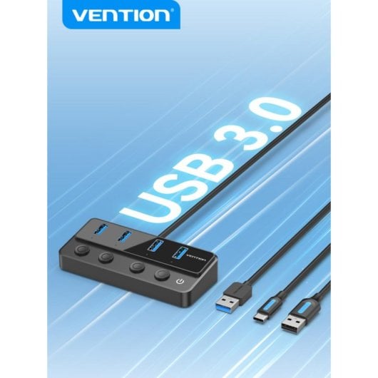 Hub USB Vention 4 puertos 5Gbps modelo CHWBF con USB Tipo-C PD y cable 1m