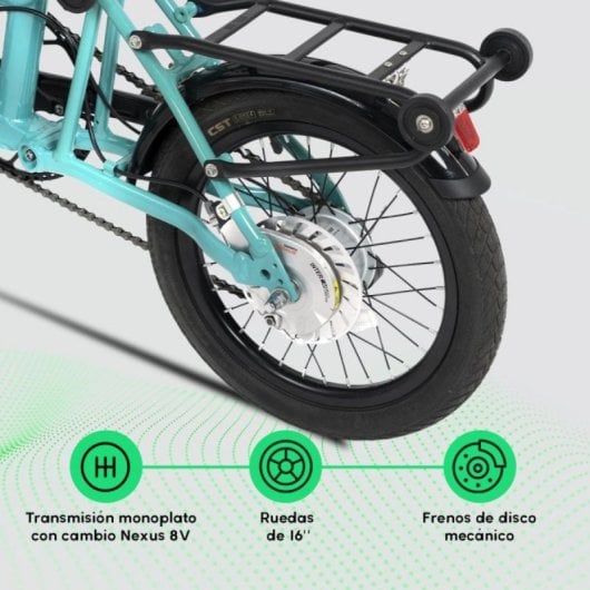 Bicicleta eléctrica YOUIN Oxford BK0600 plegable 250W Shimano Nexus 8v 16'' aluminio 40km autonomía