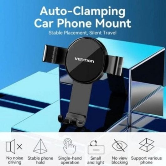 Suporte para Smartphone Vention KCGB0 Preto Auto Sujeição para CarroSuporte para Smartphone Vention KCGB0 Preto Auto Sujeição para Carro