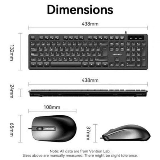 Teclado Vention KTCB0-ES de membrana Layout ES com rato óptico 1200 DPI USB-A