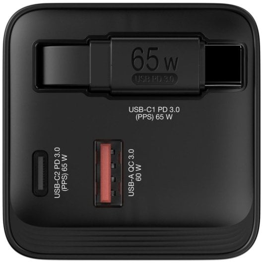 Cargador GaN Verbatim 65W USB-C Carga Rápida Protección Multinivel Negro