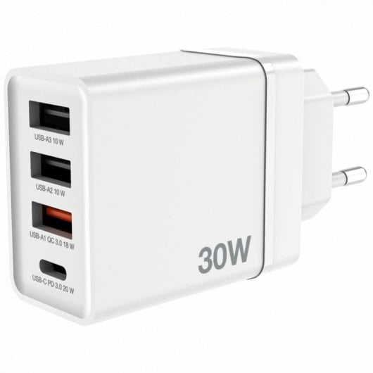 Cargador Verbatim 49700 Interior 2xUSB 1xUSB-C Carga Rápida Blanco Universal