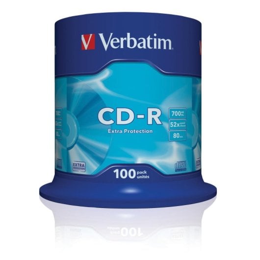 CD Verbatim Extra Protection 700MB 52x 100 Unidades Superficie Blanca