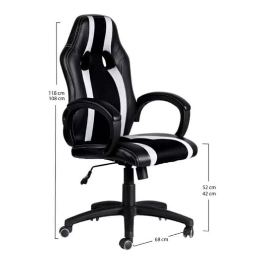 Silla gaming Race Altura regulable Polipiel Tela Espuma 120 kg Basculante Negra