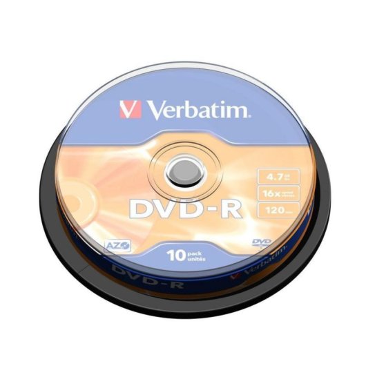 DVD-R Verbatim Matt Silver 4,7GB 16x Pack 10 unidades Eje alta compatibilidad
