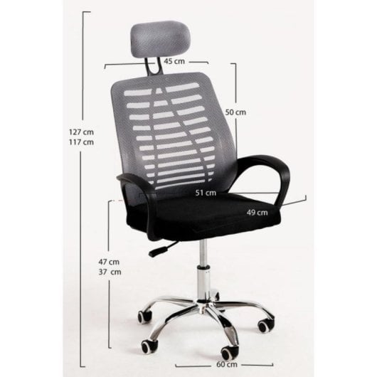 Silla de Oficina Kontor Regulable en Altura y Respaldo Reclinable Reposabrazos Negra o Gris