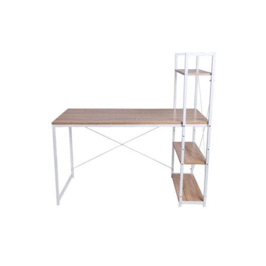 Escritorio Kecil Madera Metal 120x60cm 3 Estantes Diseño Vanguardista Montaje Fácil
