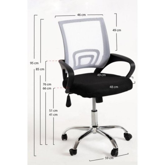 Silla de oficina Midi Pro estructura acero reforzado respaldo malla transpirable asiento acolchado