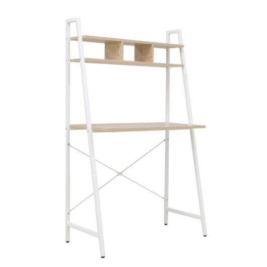 Escritorio Visy Madera Metal Estantería Superior 84cm x 47cm x 141cm Amplio Tablero