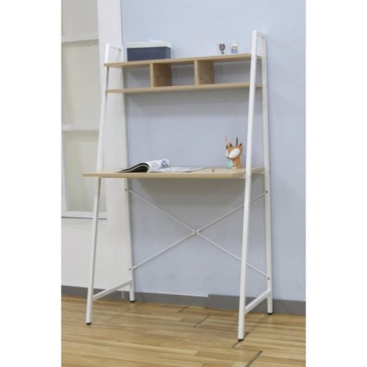 Escritorio Visy Madera Metal Estantería Superior 84cm x 47cm x 141cm Amplio Tablero