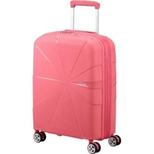 Mala de cabina American Tourister Starvibe Spinner 55 cm expansível 4 rodas TSA coral