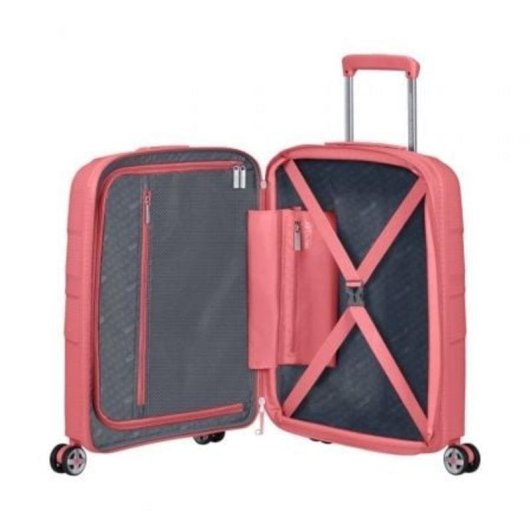 Mala de cabina American Tourister Starvibe Spinner 55 cm expansível 4 rodas TSA coral