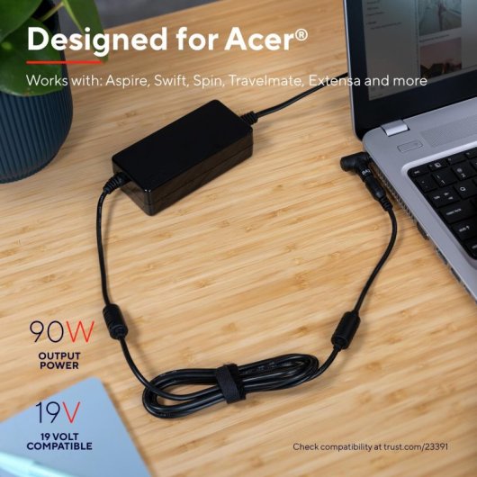 Laptop Ladegerät Trust Maxo 90W Kompakt Intelligenter Schutz für Acer