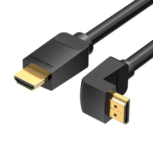 Cable HDMI Vention AAQBH 2.0 4K Acodado 2m Macho a Macho Chapado en Oro Negro