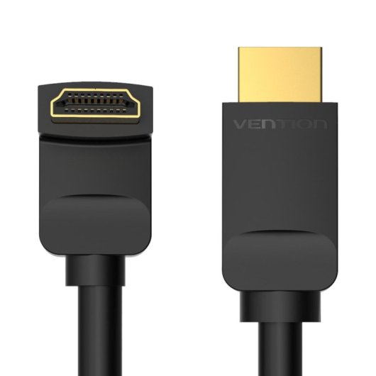 Cable HDMI Vention AAQBH 2.0 4K Acodado 2m Macho a Macho Chapado en Oro Negro