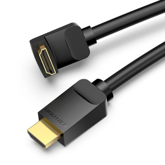 Cable HDMI Vention AAQBH 2.0 4K Acodado 2m Macho a Macho Chapado en Oro Negro