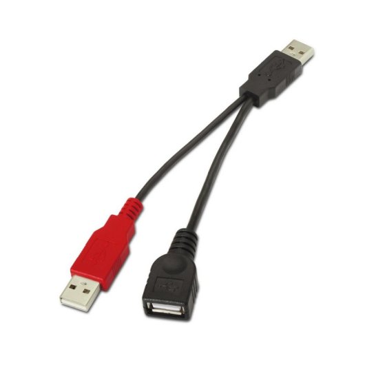 Cable USB 2.0 Aisens A101-0030 2x USB A Macho + USB A Hembra 15cm Negro Rojo