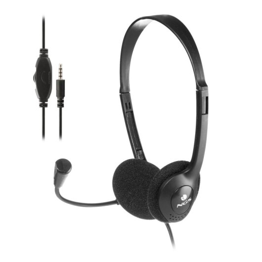 Auriculares NGS con cable, micrófono, control de volumen, jack 3.5mm, negros