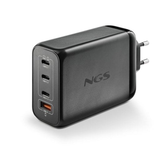 Cargador de pared NGS BUD 240W GaN 3 USB-C PD3.1/PPS y 1 USB-A QC3.0 ultrarrápido negro