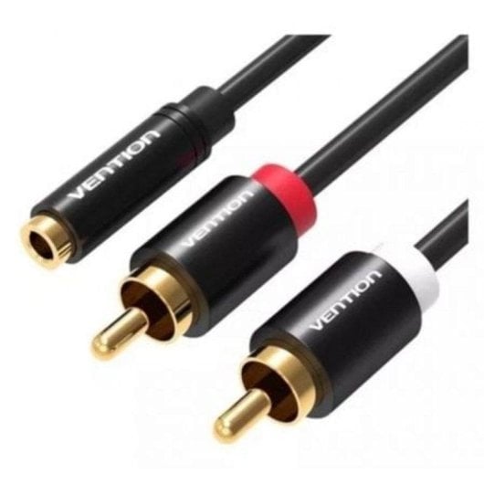 Audiokabel Vention VAB-R01-B200 3.5 mm Klinke Buchse auf 2x RCA Stecker 2m Schwarz Gold