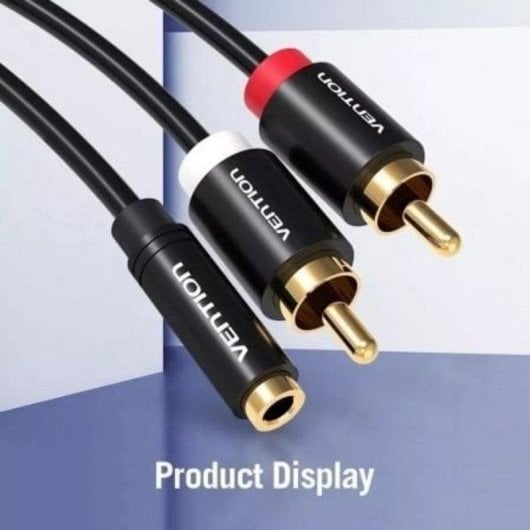 Audiokabel Vention VAB-R01-B200 3.5 mm Klinke Buchse auf 2x RCA Stecker 2m Schwarz Gold