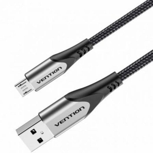 Cable USB 2.0 Vention COAHH 2m microUSB macho reversible 3A 480Mbps gris nailon trenzado