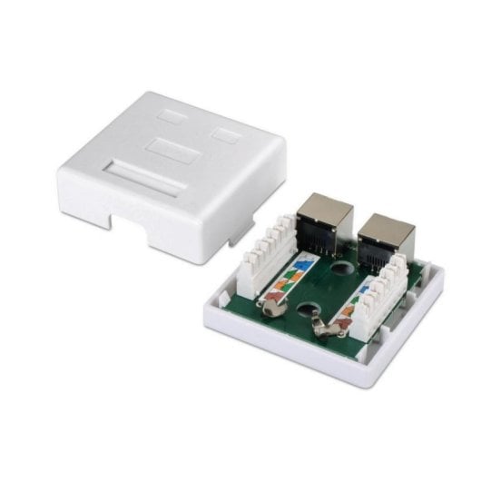 Roseta de superficie AISENS A139-0304 Cat6 FTP 2 x RJ45 Blindada Blanco RoHS