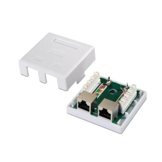 Roseta de superficie AISENS A139-0304 Cat6 FTP 2 x RJ45 Blindada Blanco RoHS