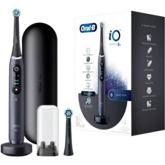Escova Dental Elétrica Oral-B iO 8N Inteligência Artificial Sensor Pressão Tela Cor Preto
