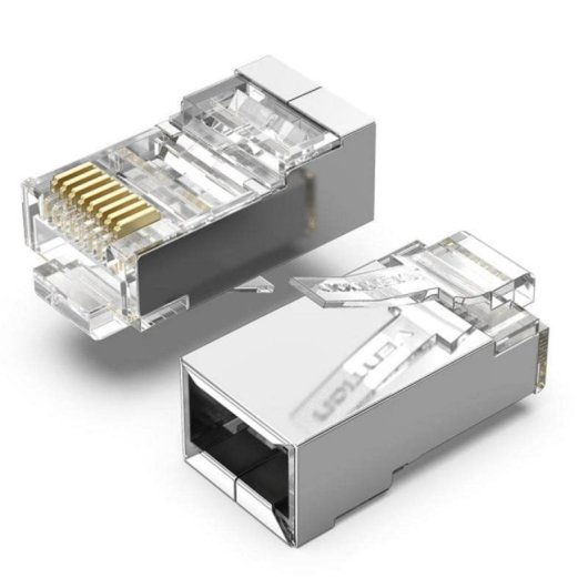 Conector RJ45 Vention IDAR0 Cat5e FTP Macho Modular Blindado Pack 50 Unidades Transparente/Plata